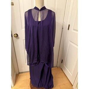 PURPLE CAPE Jessica Howard woman size 16 purple chiffon sleeveless dress